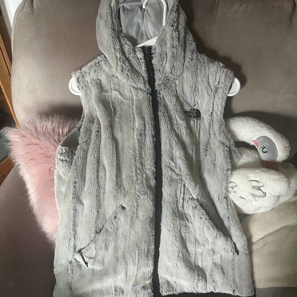 The North Face~ Fuzzy Faux Fur Zip Up Vest